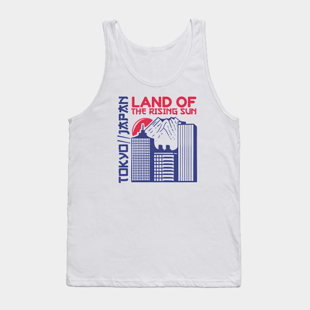 Retro Tokyo Japan Land of the Rising Sun Vintage City Art Tank Top by Now Boarding